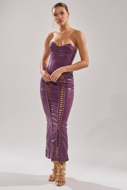 AKIRA What The Helly PU Midi Dress | Size XL