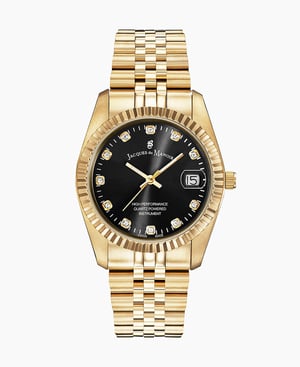Inspiration Elegance 36MM Three-hands Date Gold-tone Black dial Stainless steel swiss watch - 36 mm