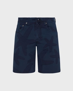 Vilebrequin - Men Bermuda Shorts Starfish Darkening Printed Gabardine - Bermuda - Garonne - Blue - Size 40