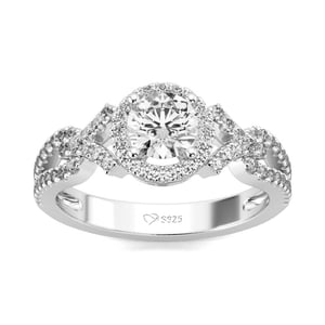 Jeulia Sterling Silver Halo Round Cut Ring