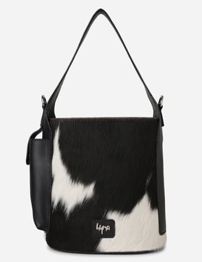 Nomad Bucket Bag - Natural Black and White Cowhide