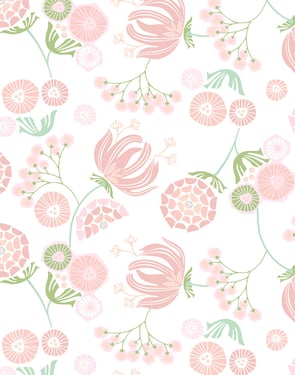 Mediterranean Floral' Wallpaper by Tea Collection - Pink - Traditional / 27 in. x 27 ft.