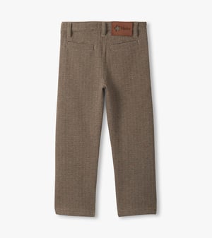 Boys Brown Sugar Herringbone Straight Leg Pants