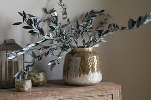 nkuku Melina Reactive Glaze Vase | Vases & Planters | One Size | Olive & Natural