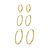 Clear Stone Trio Earring Hoop Set Sterling Silver