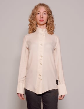 Vintage Neck Tie Blouse in Cream