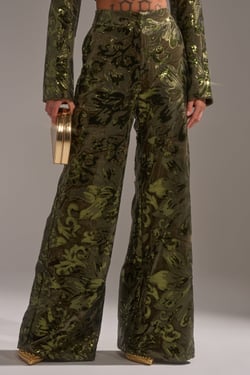 AKIRA Aurora Sequin Velvet Trouser Pants | Size XL