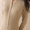 Beige Ribbed Knitted Midi Dress