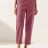 Linen Simple Button Fly Trousers HEIDI - Raspberry Pink / M