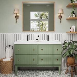 Bathroom Vanity Set 48" Freestanding Bathroom Vanity Green with Double Sinks