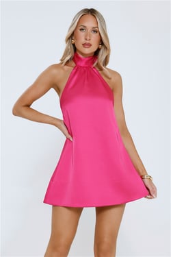 Touch Of Temptation Halter Mini Dress Pink