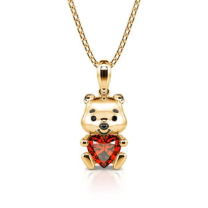 Jeulia Hug Me "Much-loved Bear" Heart Cut Sterling Silver Necklace