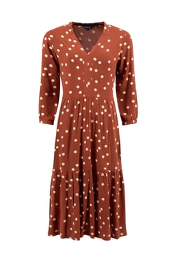 Weird Fish Gardot Viscose Printed Midaxi Dress Conker Size 8