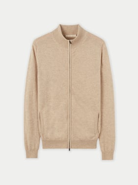 Organic Color Essential Cashmere Full-Zip Cardigan - XS / warm grey / WK69D-1000