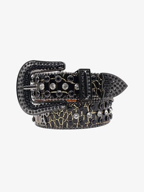 Punk Style Leather Hotflix  Rhinestone Belt - Black / 125cm