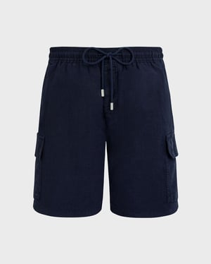 Vilebrequin - Men Linen Bermuda Shorts Cargo Pockets - Bermuda - Baie - Blue - Size 6XL