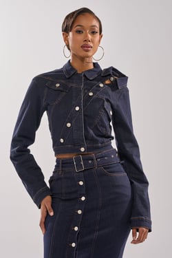 AKIRA You Got Me Spinning Denim Button Down Top | Size 1X