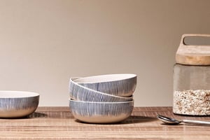 nkuku Karuma Ceramic Cereal Bowl | Tableware | One Size | Blue & White