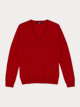 Essential Cashmere V-Neck Sweater - 2XL / Red / WK02-254