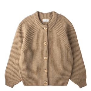 Sunspel Womens Ribbed Crew Neck Cardigan Mink