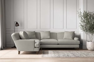 nkuku Deni Large Left Hand Corner Sofa | Make To Order | Brera Linen Smoke | No Colour