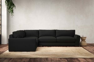 nkuku Guddu Large Left Hand Corner Sofa | Make To Order | Brera Linen Charcoal | No Colour