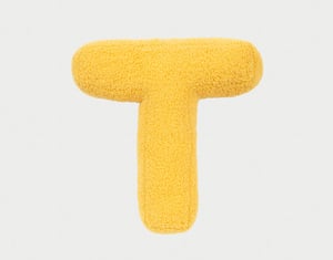 QE Home Alphabet Letter Cushion in T, Yellow