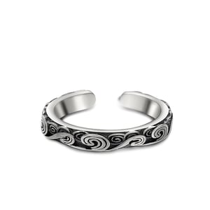 Jeulia "Vintage Cloud" Open Design Sterling Silver Men's Band