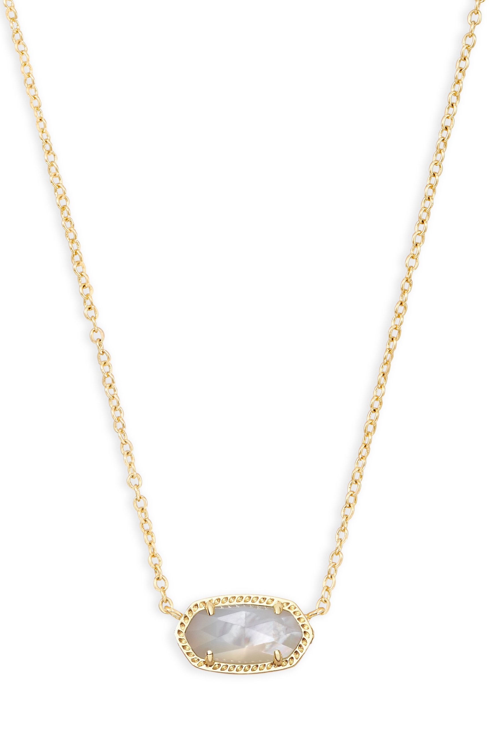 Elisa Gold Statement Short Pendant Necklace Ivory Mother Of Pearl