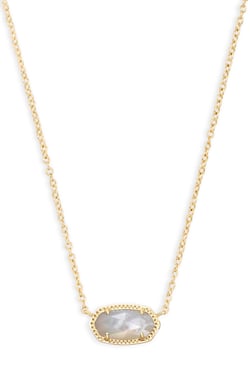 Elisa Gold Statement Short Pendant Necklace Ivory Mother Of Pearl