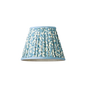 18cm pendant shade in denim Tuffley gathered cotton by GP & J Baker