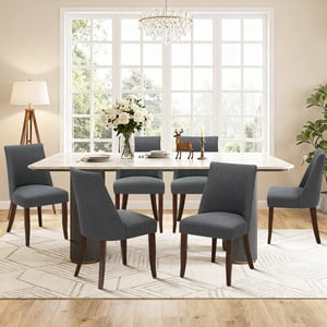 COLAMY KAVA Modern Casual Dining Chair - Dark Grey / Set of 6