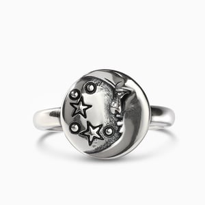 Jeulia "Moon and Stars" Sterling Silver Ring