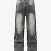 Washed Distressed Raw Edge Drawstring Jeans - Grey / M