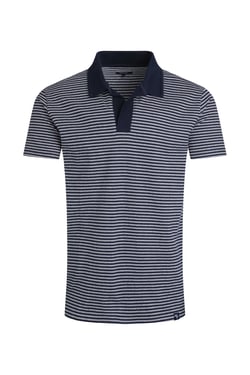 Weird Fish Virgil Organic Cotton Striped Polo Shirt Navy Size S