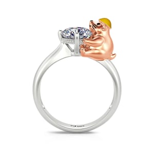 Jeulia Hug Me "Talent Digger" Groundhog Round Cut Sterling Silver Ring