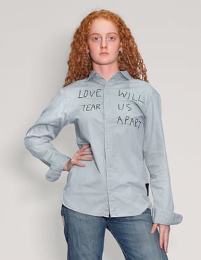 Love Will Tear Us Apart' Light Blue Shirt