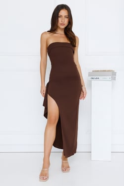 Yes Always Strapless Maxi Dress Chocolate