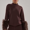 AKIRA Cozy Vibes Sweater With Fur Cuff | Brown | Size 1X