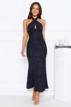 Legally Luxe Halter Maxi Dress Navy