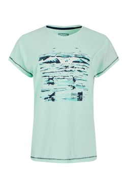 Weird Fish Beach Run Organic Cotton Front Print Graphic T-Shirt Seafoam Size 10