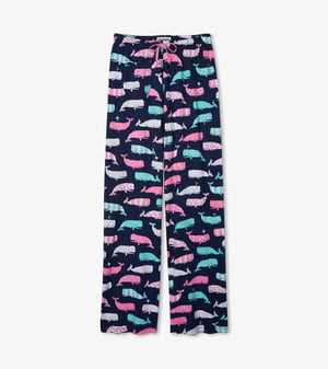 Nautical Whales Women's Cotton Pajama Pants