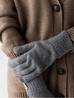 Essential Knit Cashmere Gloves - 8 / dim gray / AK0256-1300