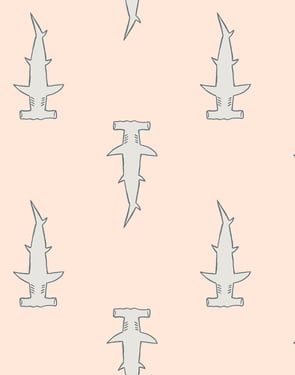 Hammerheads' Wallpaper by Tea Collection - Peach - Traditional / 27 in. x 27 ft.