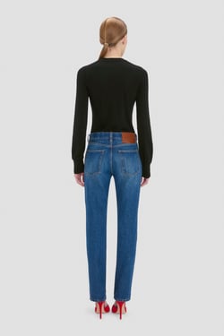 Victoria Beckham Low Waist Jean In Mid Blue Wash - 32 - Womens
