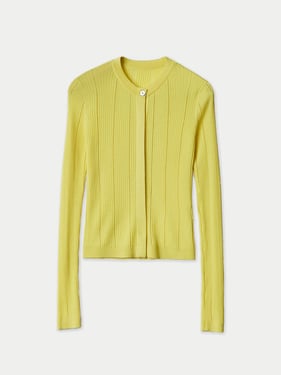 Hidden Button-Front Cashmere Silk Cardigan - XL / blazzing yellow / WK0970-7277