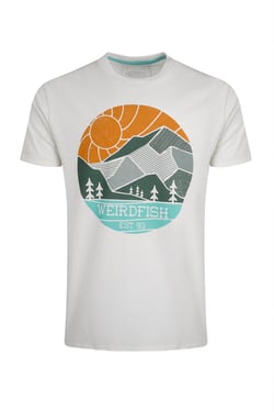 Weird Fish Foothills Organic Cotton Front Print T-Shirt Dusty White Size 3XL