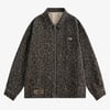 Vintage Washed Cheetah Denim Jacket - Coffee / L