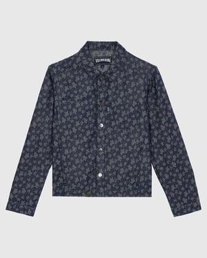 Vilebrequin - Men Jacket Ronde Des Tortues Jacquard Light Denim - Jacket - Leoube - Blue - Size XL