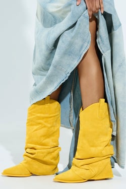 AKIRA Azalea Wang Hawkston Yellow Bootie | Size 11